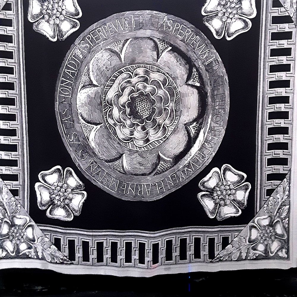 BLACK & CREAM DESIGNER SILK SCARF